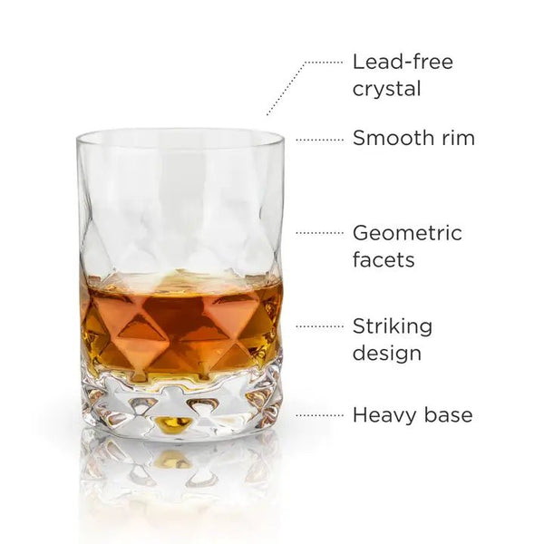 Viski Gem Crystal Lowball Tumblers - Set of 2 - Paradigm Spirits Co.