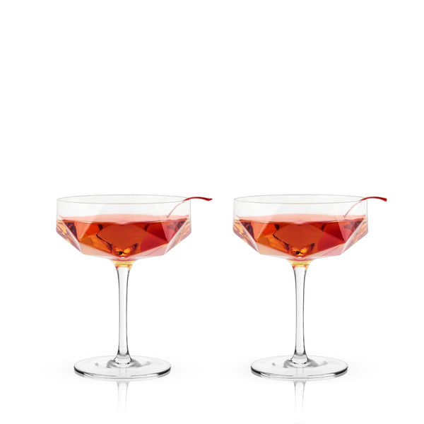Faceted Crystal Coupe Glassware